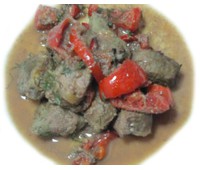 Печень говяжья, тушенная с овощами 165 г.